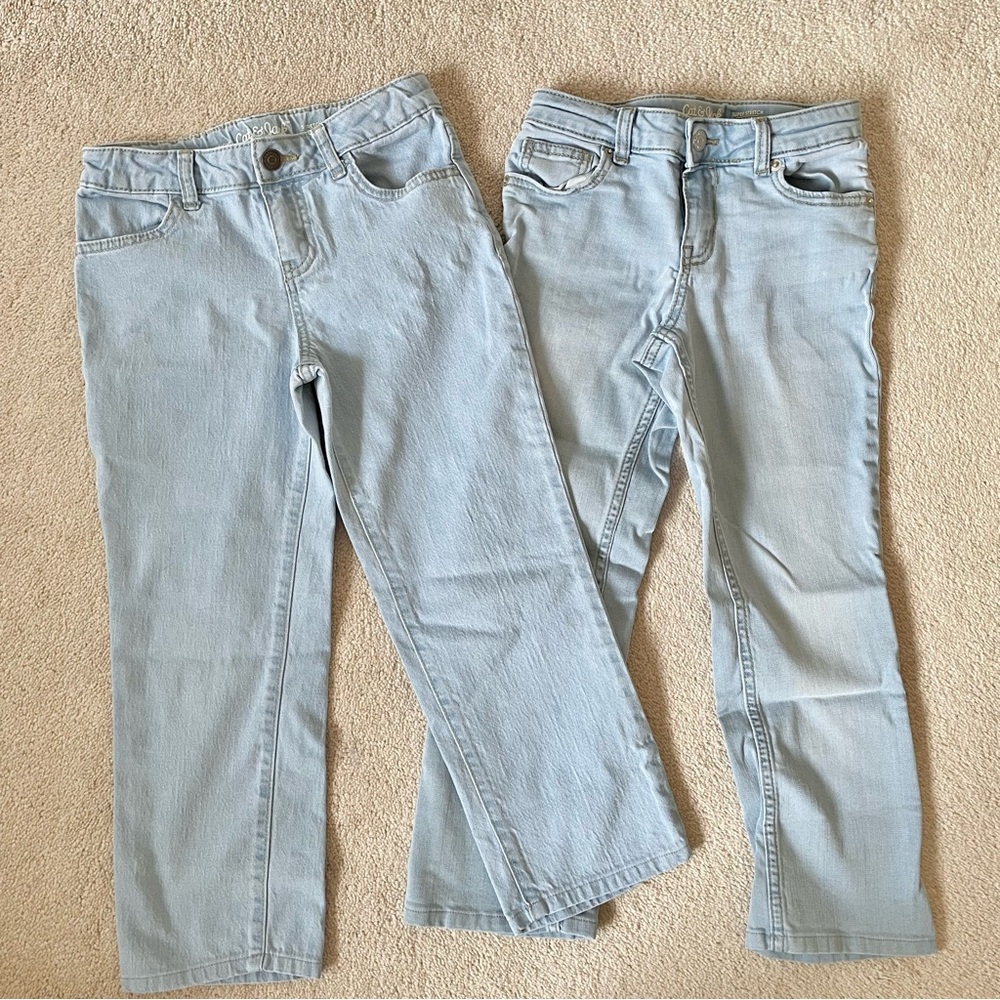 Light Blue girls straight and bootcut denim Jeans bundle of 2, size 8